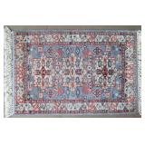 Blue Kazak-Style Hand-Knotted Rug