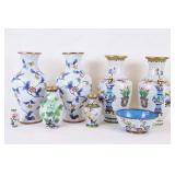 Group of White Floral Cloisonne Vases and Bowl