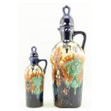 2 Yselstroom Gouda Pottery Covered Cruets