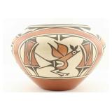 Ruby Panana Zia Geometric Bird Design Pottery Bowl