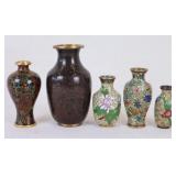 Cloisonne Vases, Group of Five