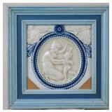 Framed Relief Pottery TIle with Putti