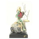 Patinated Brass Figure on Mineral Base