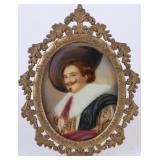 Signed Oval Portrait Miniature in Gilt Frame