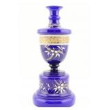 Cobalt Blue Gilt & Painted Glass Urn