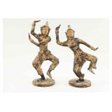 Pair of Cast Metal Gilt Dancing Figures