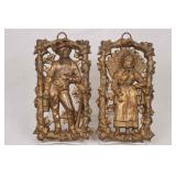 Pair of Gilt-Tone Figural Wall Plaques