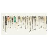 21 Miscellaneous Button Hooks. Sterling Silver