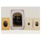 Four Tintypes in Paper Mounts
