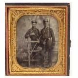 Tintype of Two Men with Staffs (?)