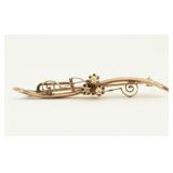 Floral Scrollwork Bar Brooch