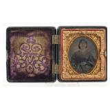 Seated Woman Tintype in Union Case