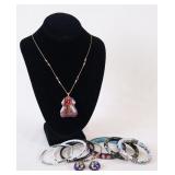Cloisonne Jewelry Group w/ Necklace & Bangles