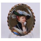 Painted Portrait Miniature Brooch