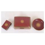 Red Chinese Cloisonne Boxes and Dish