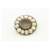 Pearl Mourning Hairwork Brooch