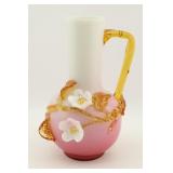 Stevens & Williams Pink Satin Glass Floral Ewer