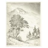 Lyman Byxbe 'Top of Longs Peak' Signed Etching