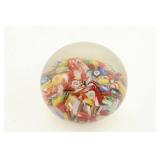 Scrambled Millefiori & Ribbon Paperweight