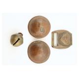 Group of Brass Buttons, Bell, & Buckle