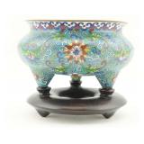 Cloisonne Bowl on Carved Stand