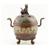 Japanese Champleve Enamel Lidded Censor