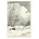 Lyman Byxbe 'The Village' Signed Etching