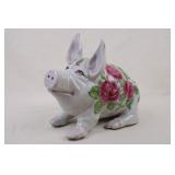 Wemyss-Style Rose-Decorated Pottery Pig