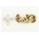 12K Gold-Filled Snake and Fleur Brooches