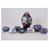 Group of Cloisonne Eggs with Stand