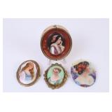 Four Painted Portrait Miniatures