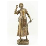 Oscar Ruffony Patinated Statuette of Young Woman