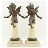 Pair of Winged Putti on Bases