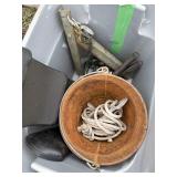 Bucket, rope hoist, springs, pads, etc