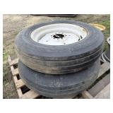 Pair of 7.50-20 tires on rims