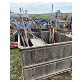 Wood crate with hand tools