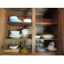 all dishes bowls kitchenware in cabinet
