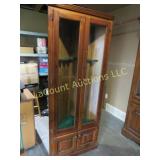 corner wood gun cabinet w glass doors