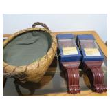 wicker basket & 4 sconces