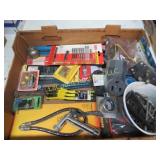 assorted tools wire brushes electrical blades