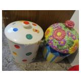 2 cookie jars older polka dot