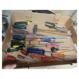 assorted screw drivers ball peen hammer pliers