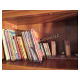 shelf of  kids vintage books w book ends