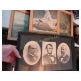 vintage framed prints animals & Presidents
