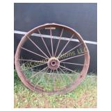 large antique farm wheel garden yard decor