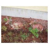 2 concrete deer statuary figures