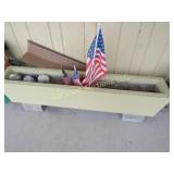 long wood planter box w contents