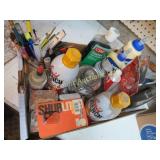 assorted fluids sprays glues more