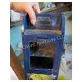 vintage metal post office mail box has door