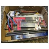 assorted tools pry bars new screw driver misc